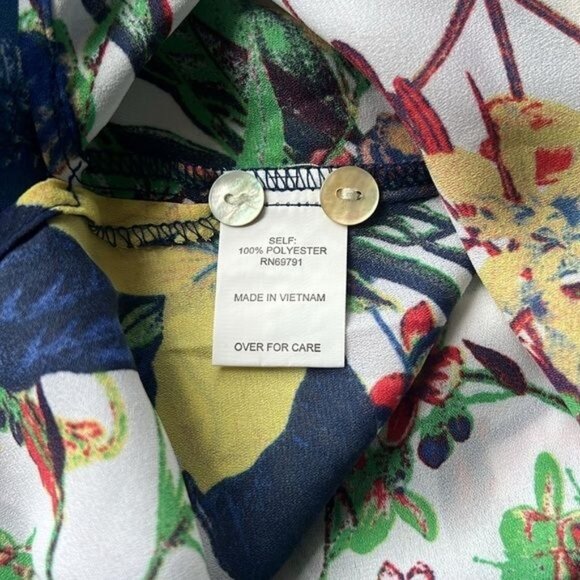 Bohemian Floral Tunic Dress With Blue Paisley Details & Button Front  M/L - Picture 7 of 10